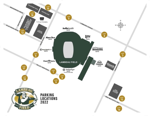 Lambeau Field Stadium Parking Lot Location Map