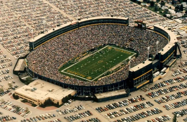 Packers Stadium Lambeau Field During The Game Old Photo Aerial View