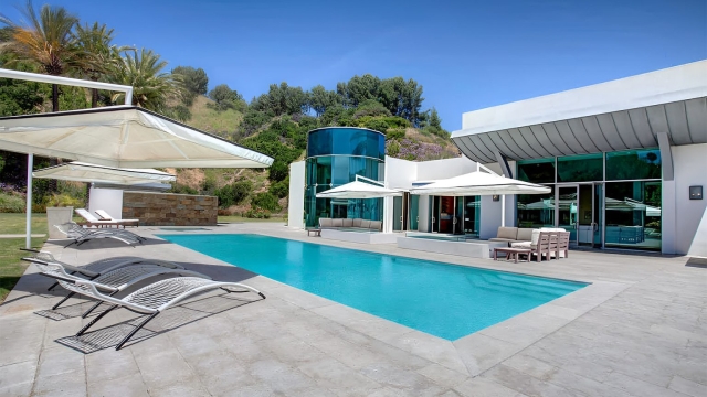 Kanye West's Beverly Hills Home Outside Pool