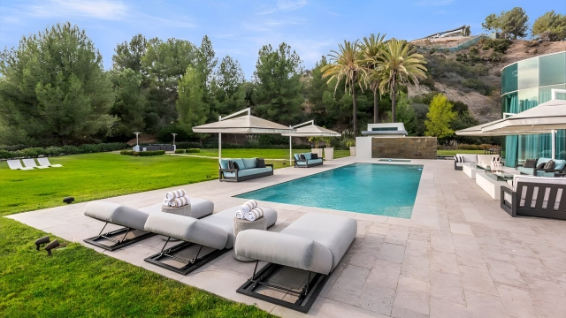 Kanye West's Beverly Hills Home Outside Pool