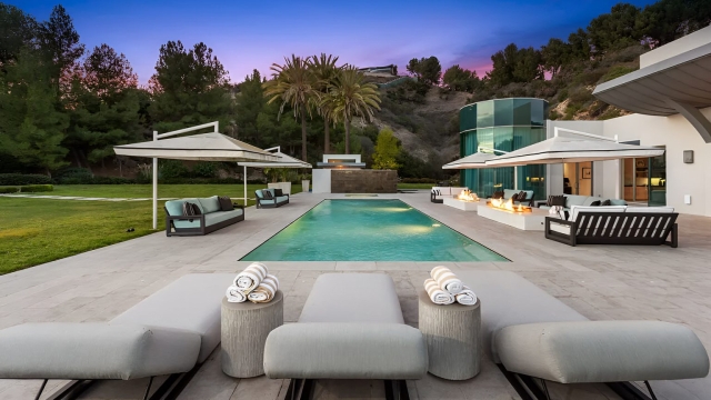 Kanye West's Beverly Hills Home Outside Pool