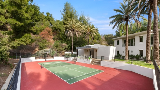 Kanye West's Beverly Hills Home Outside Tennis Court